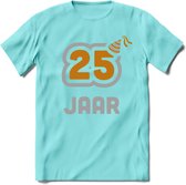 25 Jaar Feest T-Shirt | Goud - Zilver | Grappig Verjaardag Cadeau Shirt | Dames - Heren - Unisex | Tshirt Kleding Kado | - Licht Blauw - S