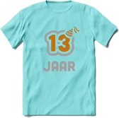 13 Jaar Feest T-Shirt | Goud - Zilver | Grappig Verjaardag Cadeau Shirt | Dames - Heren - Unisex | Tshirt Kleding Kado | - Licht Blauw - M