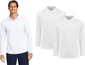 Pierre Calvini -Polo Shirt Heren - Poloshirts Heren Lange Mouw - Longsleeve Heren - 2 Pack - Wit - L - Polo Heren - T Shirt Lange Mouwen Heren