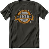Premium Since 1938 T-Shirt | Zilver - Goud | Grappig Verjaardag en Feest Cadeau Shirt | Dames - Heren - Unisex | Tshirt Kleding Kado | - Donker Grijs - XXL