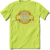 Premium Since 1950 T-Shirt | Zilver - Goud | Grappig Verjaardag en Feest Cadeau Shirt | Dames - Heren - Unisex | Tshirt Kleding Kado | - Groen - S