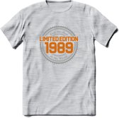 1989 Limited Edition Ring T-Shirt | Zilver - Goud | Grappig Verjaardag en Feest Cadeau Shirt | Dames - Heren - Unisex | Tshirt Kleding Kado | - Licht Grijs - Gemaleerd - S