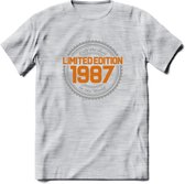 1987 Limited Edition Ring T-Shirt | Zilver - Goud | Grappig Verjaardag en Feest Cadeau Shirt | Dames - Heren - Unisex | Tshirt Kleding Kado | - Licht Grijs - Gemaleerd - XL