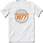 1977 Limited Edition Ring T-Shirt | Zilver - Goud | Grappig Verjaardag en Feest Cadeau Shirt | Dames - Heren - Unisex | Tshirt Kleding Kado | - Wit - XL