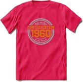 1960 Limited Edition Ring T-Shirt | Zilver - Goud | Grappig Verjaardag en Feest Cadeau Shirt | Dames - Heren - Unisex | Tshirt Kleding Kado | - Roze - S