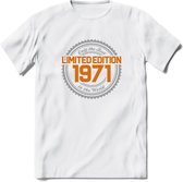 1971 Limited Edition Ring T-Shirt | Zilver - Goud | Grappig Verjaardag en Feest Cadeau Shirt | Dames - Heren - Unisex | Tshirt Kleding Kado | - Wit - XL