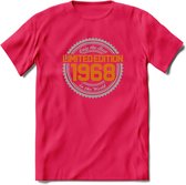 1968 Limited Edition Ring T-Shirt | Zilver - Goud | Grappig Verjaardag en Feest Cadeau Shirt | Dames - Heren - Unisex | Tshirt Kleding Kado | - Roze - L