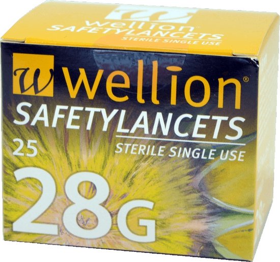 Wellion 28G Veiligheidslancetten 25 stuks