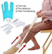 MANS Sokaantrekker blauw - Origineel - Zacht - Stof - Hulp bij sokken aantrekken - Flexibel