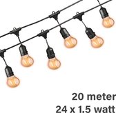 Lybardo lichtsnoer buiten - Lichtslinger - 20 meter inclusief 24 warm witte lampjes 1.5 watt | IP54 waterdicht