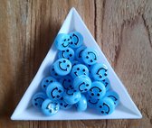 Smiley kralen blauw 10mm (20 stuks)