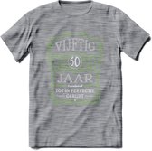 50 Jaar Legendarisch Gerijpt T-Shirt | Groen - Grijs | Grappig Verjaardag en Feest Cadeau Shirt | Dames - Heren - Unisex | Tshirt Kleding Kado | - Donker Grijs - Gemaleerd - 3XL