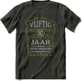 50 Jaar Legendarisch Gerijpt T-Shirt | Groen - Grijs | Grappig Verjaardag en Feest Cadeau Shirt | Dames - Heren - Unisex | Tshirt Kleding Kado | - Donker Grijs - L