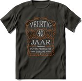 40 Jaar Legendarisch Gerijpt T-Shirt | Oranje - Grijs | Grappig Verjaardag en Feest Cadeau Shirt | Dames - Heren - Unisex | Tshirt Kleding Kado | - Donker Grijs - S