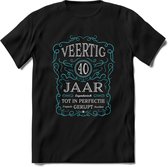 40 Jaar Legendarisch Gerijpt T-Shirt | Lichtblauw - Grijs | Grappig Verjaardag en Feest Cadeau Shirt | Dames - Heren - Unisex | Tshirt Kleding Kado | - Zwart - XXL