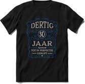 30 Jaar Legendarisch Gerijpt T-Shirt | Blauw - Grijs | Grappig Verjaardag en Feest Cadeau Shirt | Dames - Heren - Unisex | Tshirt Kleding Kado | - Zwart - 3XL