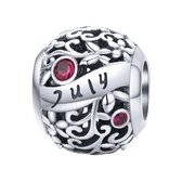 Geboortesteen maand Juli bedel | Roze Robijn zirkonia | bedels beads cadeau | Zilverana | geschikt voor Biagi , Pandora , Trollbeads armband | 925 zilver