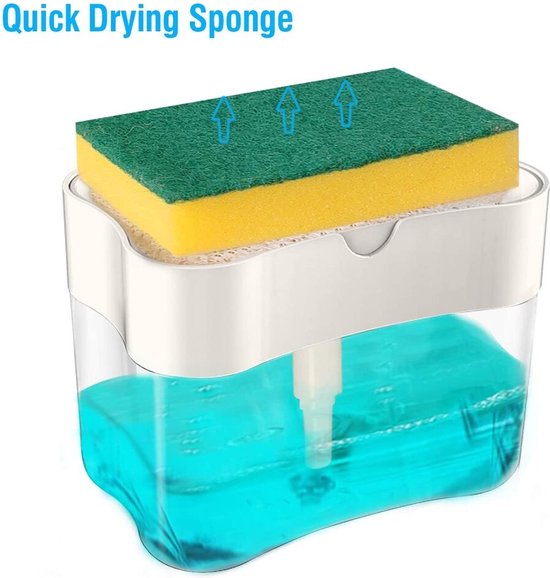 Savon liquide - Boîte distributeur de savon à vaisselle avec éponge -  Distributeur de... | bol.com