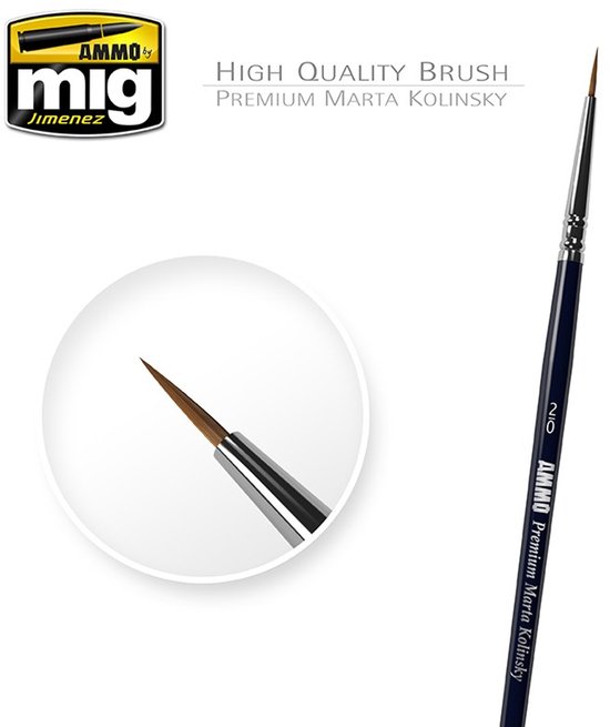 Mig - Brosse ronde Premium Marta Kolinsky 2/0 (Mig8601)