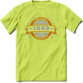 Premium Since 1989 T-Shirt | Zilver - Goud | Grappig Verjaardag en Feest Cadeau Shirt | Dames - Heren - Unisex | Tshirt Kleding Kado | - Groen - S