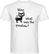 T-Shirt - Casual T-Shirt - Fun T-Shirt - Fun Tekst - Lifestyle T-Shirt - Drank - Alchohol - Bier - Wijn - Wine - Beer - Wine. What Was The Question? - Wit - M