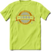 Premium Since 1988 T-Shirt | Zilver - Goud | Grappig Verjaardag en Feest Cadeau Shirt | Dames - Heren - Unisex | Tshirt Kleding Kado | - Groen - L