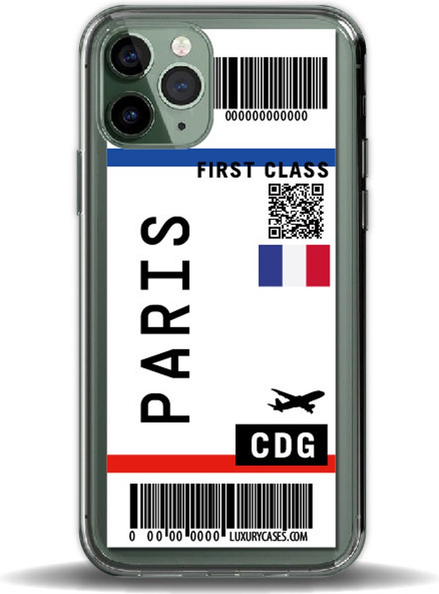 iPhone 11 case vliegticket Parijs - Transparant - hoesje - iPhone 11
