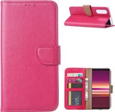 LuxeBass Hoesje geschikt voor Sony Xperia 5 - Bookcase Roze - portemonnee hoesje - telefoonhoes - gsm hoes - telefoonhoesjes