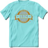 Premium Since 1974 T-Shirt | Zilver - Goud | Grappig Verjaardag en Feest Cadeau Shirt | Dames - Heren - Unisex | Tshirt Kleding Kado | - Licht Blauw - XXL