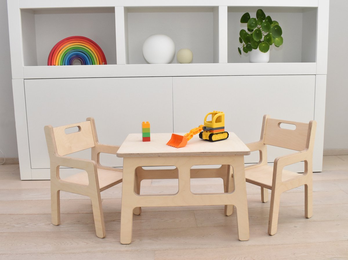 Kindertafel met stoeltjes - 1 tafel en 2 stoelen - Kindermeubel - Kinder speeltafel -... bol.com