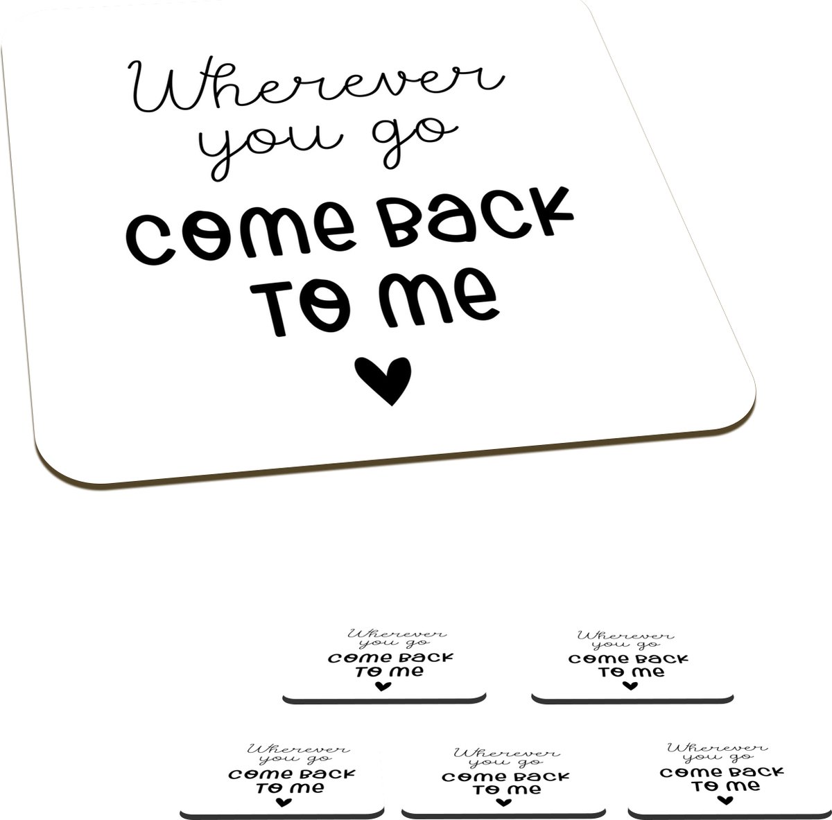 Onderzetters voor glazen - Liefde - Relatie - Tekst - Wit - 10x10 cm - Glasonderzetters - 6 stuks