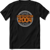 2004 Limited Edition Ring T-Shirt | Zilver - Goud | Grappig Verjaardag en Feest Cadeau Shirt | Dames - Heren - Unisex | Tshirt Kleding Kado | - Zwart - XL