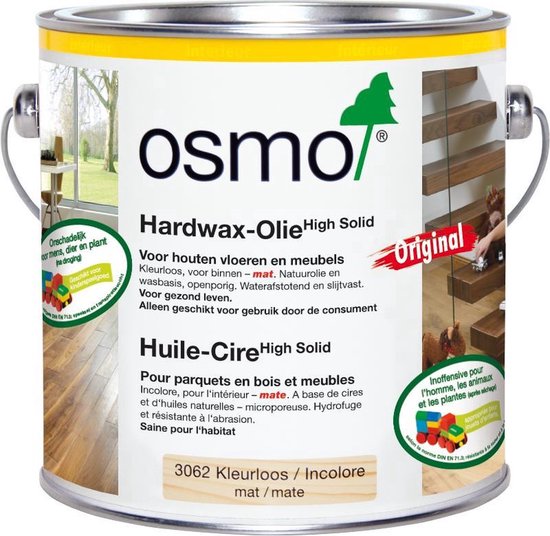 Osmo Hardwax Olie Original 3062 Kleurloos Mat 2.5 Liter | Binnenhout | Houtolie | Vloerolie | houten vloer behandelen