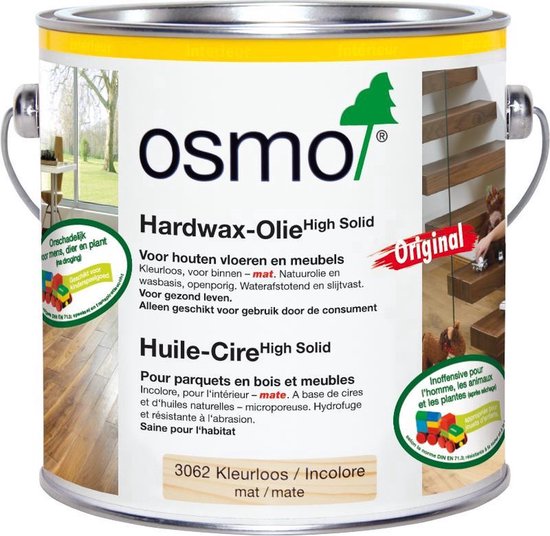 Foto: Osmo hardwax olie original 3062 kleurloos mat 2 5 liter binnenhout houtolie vloerolie houten vloer behandelen