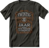 20 Jaar Legendarisch Gerijpt T-Shirt | Oranje - Grijs | Grappig Verjaardag en Feest Cadeau Shirt | Dames - Heren - Unisex | Tshirt Kleding Kado | - Donker Grijs - L