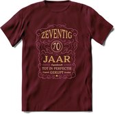 70 Jaar Legendarisch Gerijpt T-Shirt | Oud Roze - Ivoor | Grappig Verjaardag en Feest Cadeau Shirt | Dames - Heren - Unisex | Tshirt Kleding Kado | - Burgundy - L