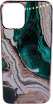 iPhone 12 Mini marmer design hoesje - 4 verschillende kleuren - Wit/Goud - Paars - Groen - Blauw - Design - Patroon - Telehoesje - Goedkoop - Stevig - Leuk - Marble phone case - Ph