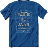 80 Jaar Legendarisch Gerijpt T-Shirt | Sky Blue - Ivoor | Grappig Verjaardag en Feest Cadeau Shirt | Dames - Heren - Unisex | Tshirt Kleding Kado | - Donker Blauw - S