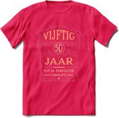 50 Jaar Legendarisch Gerijpt T-Shirt | Oud Roze - Ivoor | Grappig Verjaardag en Feest Cadeau Shirt | Dames - Heren - Unisex | Tshirt Kleding Kado | - Roze - XL