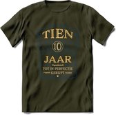 10 Jaar Legendarisch Gerijpt T-Shirt | Royal Blue - Ivoor | Grappig Verjaardag en Feest Cadeau Shirt | Dames - Heren - Unisex | Tshirt Kleding Kado | - Leger Groen - L