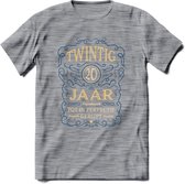 20 Jaar Legendarisch Gerijpt T-Shirt | Royal Blue - Ivoor | Grappig Verjaardag en Feest Cadeau Shirt | Dames - Heren - Unisex | Tshirt Kleding Kado | - Donker Grijs - Gemaleerd - L