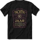 80 Jaar Legendarisch Gerijpt T-Shirt | Oud Roze - Ivoor | Grappig Verjaardag en Feest Cadeau Shirt | Dames - Heren - Unisex | Tshirt Kleding Kado | - Zwart - L