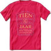 10 Jaar Legendarisch Gerijpt T-Shirt | Sky Blue - Ivoor | Grappig Verjaardag en Feest Cadeau Shirt | Dames - Heren - Unisex | Tshirt Kleding Kado | - Roze - XL