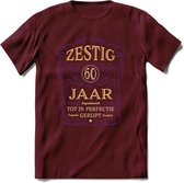 60 Jaar Legendarisch Gerijpt T-Shirt | Paars - Ivoor | Grappig Verjaardag en Feest Cadeau Shirt | Dames - Heren - Unisex | Tshirt Kleding Kado | - Burgundy - M