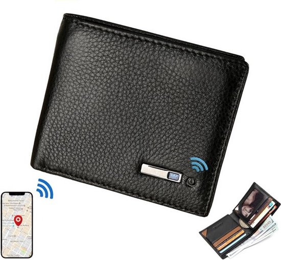 Smart Portomonee - Portemonnee heren - Pasjeshouder - Gps tracker - Smart Wallet - Zwart - Oplaadbaar - Tracker - Vaderdag - Vaderdag cadeau