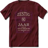 60 Jaar Legendarisch Gerijpt T-Shirt | Paars - Grijs | Grappig Verjaardag en Feest Cadeau Shirt | Dames - Heren - Unisex | Tshirt Kleding Kado | - Burgundy - M