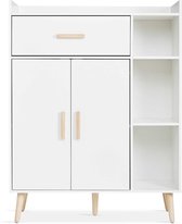 Meerveil® Dressoir - Dressoir Kast -  Organizer  - Ladekastje - Scandinavisch - Ladekast Slaapkamer - Archiefkast Kantoor - 82 x 30 x 91cm - Wit/Eiken