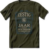 60 Jaar Legendarisch Gerijpt T-Shirt | Blauw - Grijs | Grappig Verjaardag en Feest Cadeau Shirt | Dames - Heren - Unisex | Tshirt Kleding Kado | - Leger Groen - S