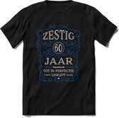 60 Jaar Legendarisch Gerijpt T-Shirt | Blauw - Grijs | Grappig Verjaardag en Feest Cadeau Shirt | Dames - Heren - Unisex | Tshirt Kleding Kado | - Zwart - 3XL