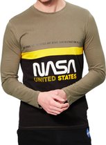 Nasa heren t-shirt - kaki - zwart - Maat L